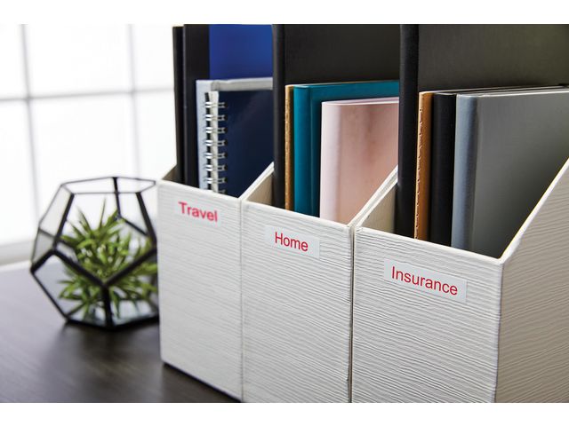 Tape DYMO D1 12mm röd på vit